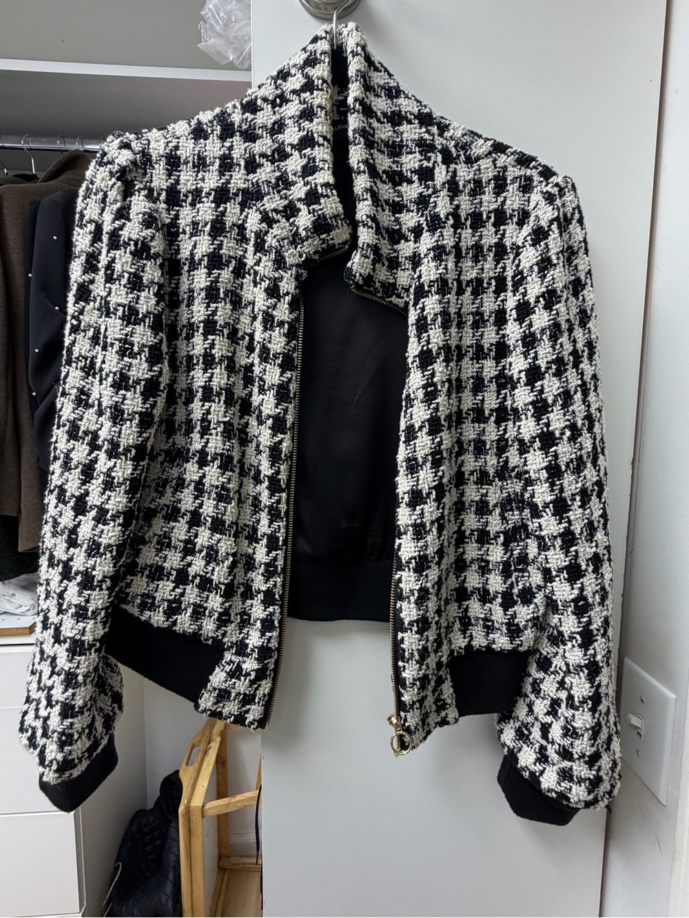 Generation Love Black & White Houndstooth Bomber Jacket